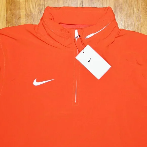 Nike 1/4 Zip Short Sleeve Woven Football Coaches Jacket Mens M Orange